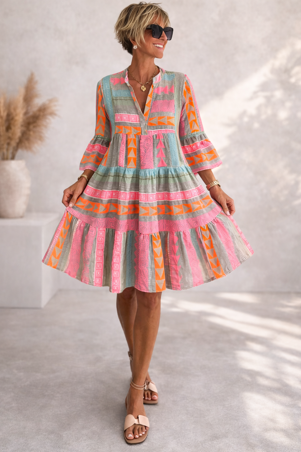 Elena | Patterned Flowing Midi Dress