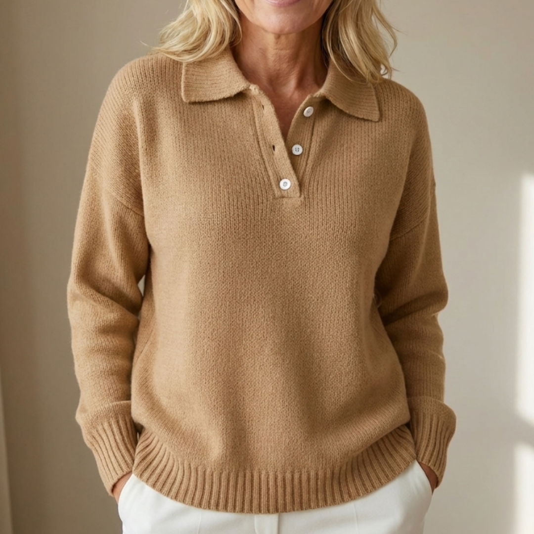 Emma | Soft Knit Sweater with Collar - Relaxed Fit