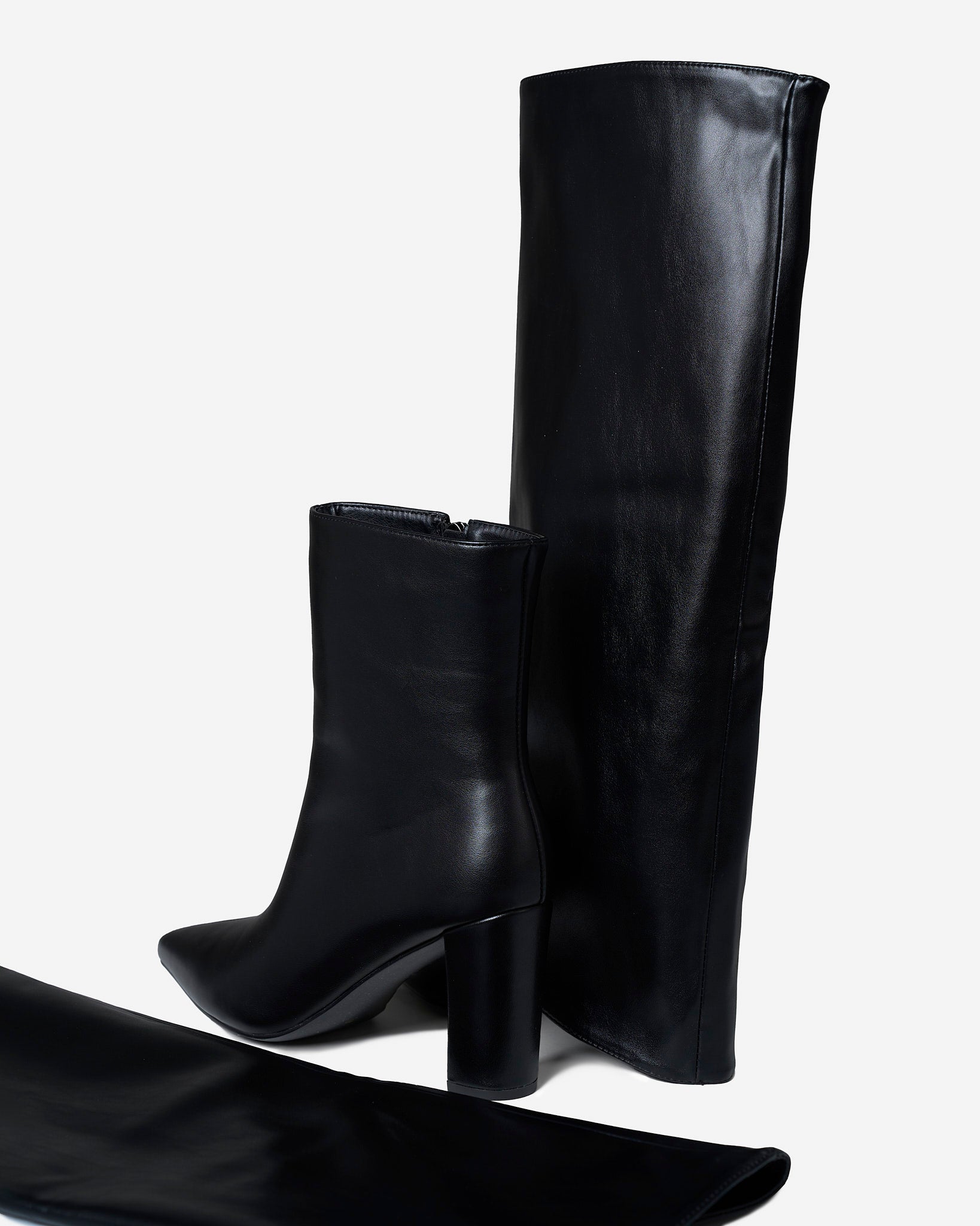 2-in-1 Knee & Ankle Boots - Black