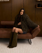Women's Olive Green Suede Knee-High Boots with Buckle & Hidden Heel