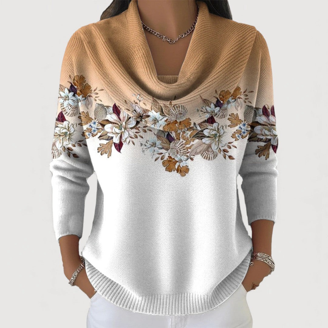 Liora | Floral sweater with a soft neckline