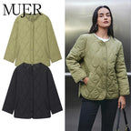 Women's Black Quilted Long-Sleeve Winter Jacket