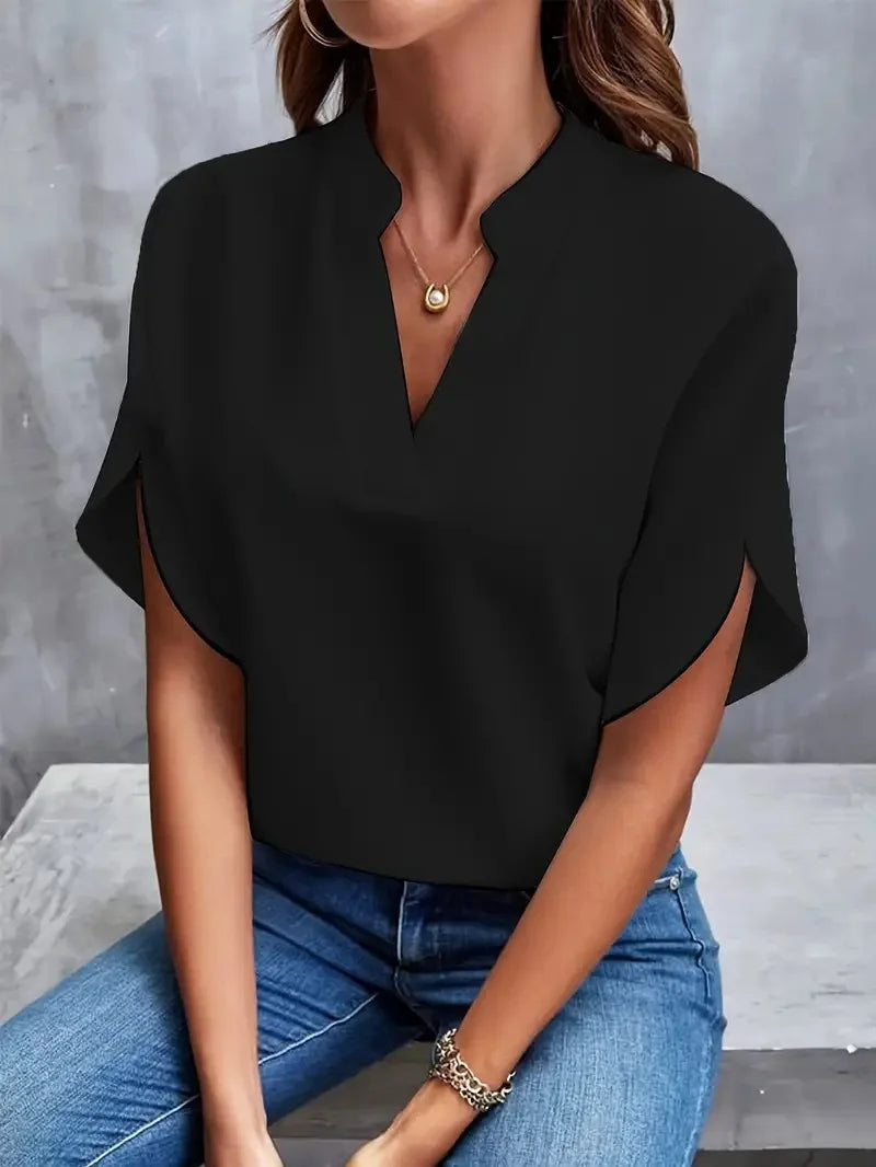 Women's Casual V-Neck Half-Sleeve Blouse