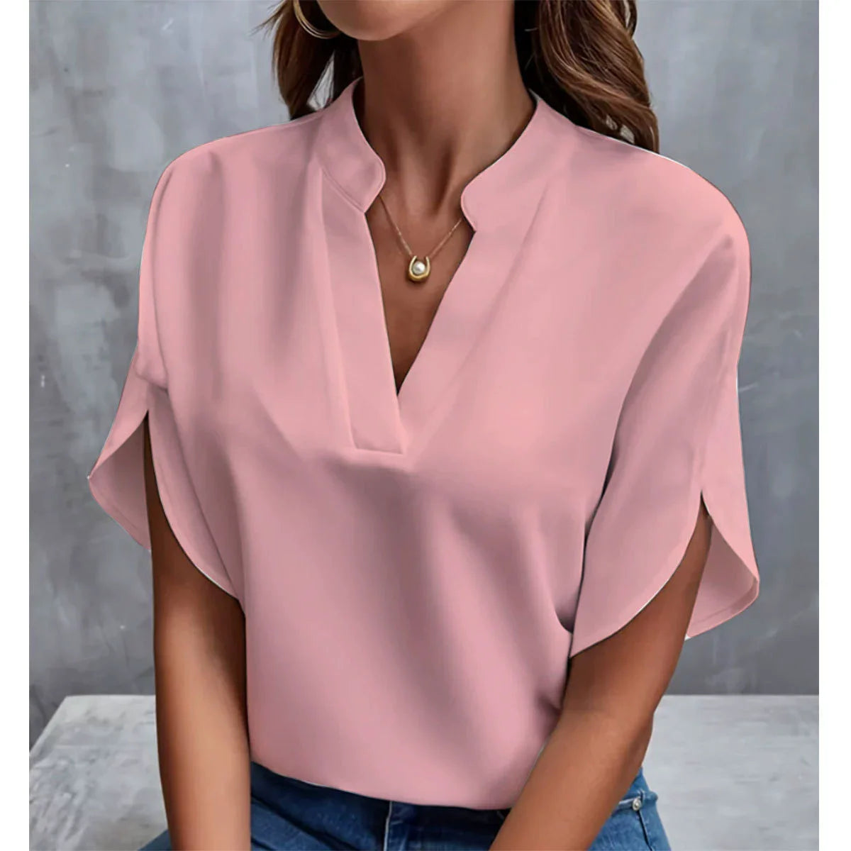 Women's Casual V-Neck Half-Sleeve Blouse