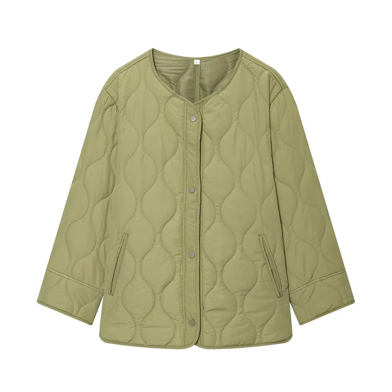 Women's Black Quilted Long-Sleeve Winter Jacket