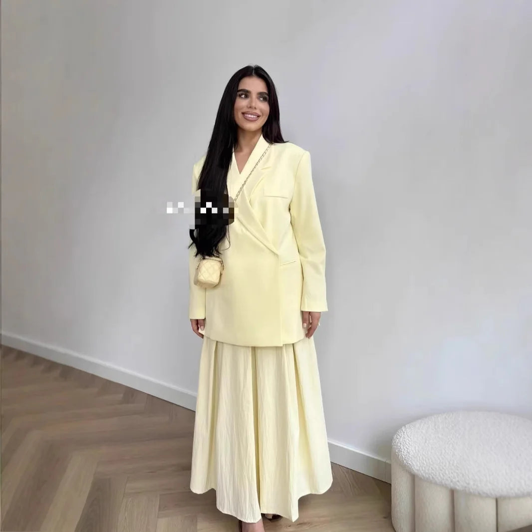 Women's Chic Oversized Blazer & High-Waist Shorts Set