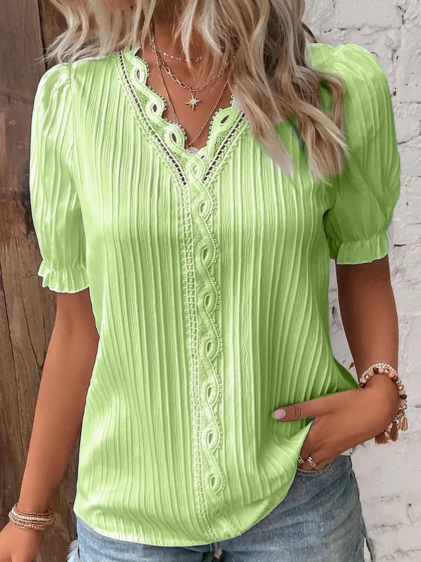 Women's Summer V-Neck Hollow-Out Top