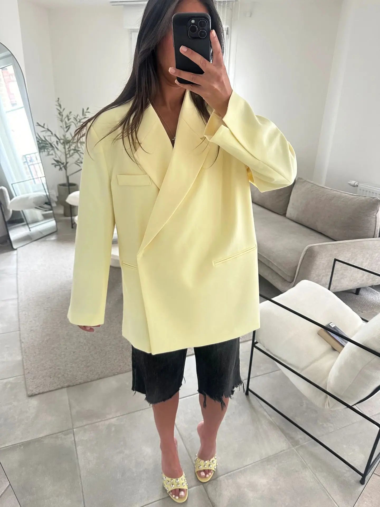 Women's Chic Oversized Blazer & High-Waist Shorts Set