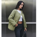 Women's Black Quilted Long-Sleeve Winter Jacket
