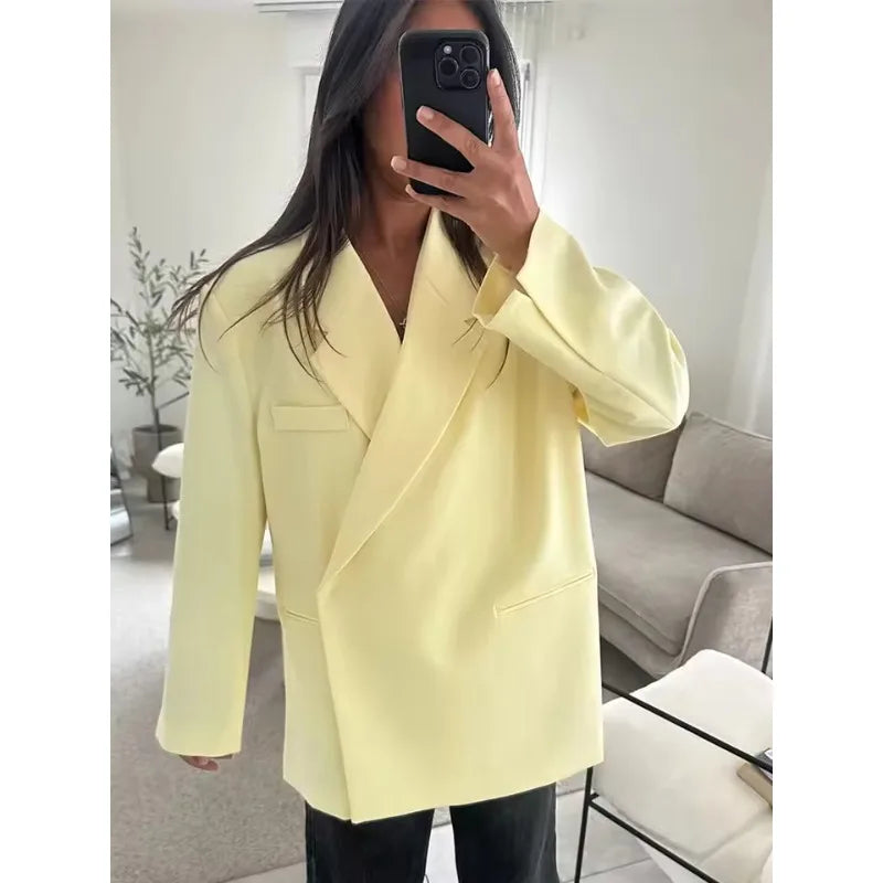 Women's Chic Oversized Blazer & High-Waist Shorts Set