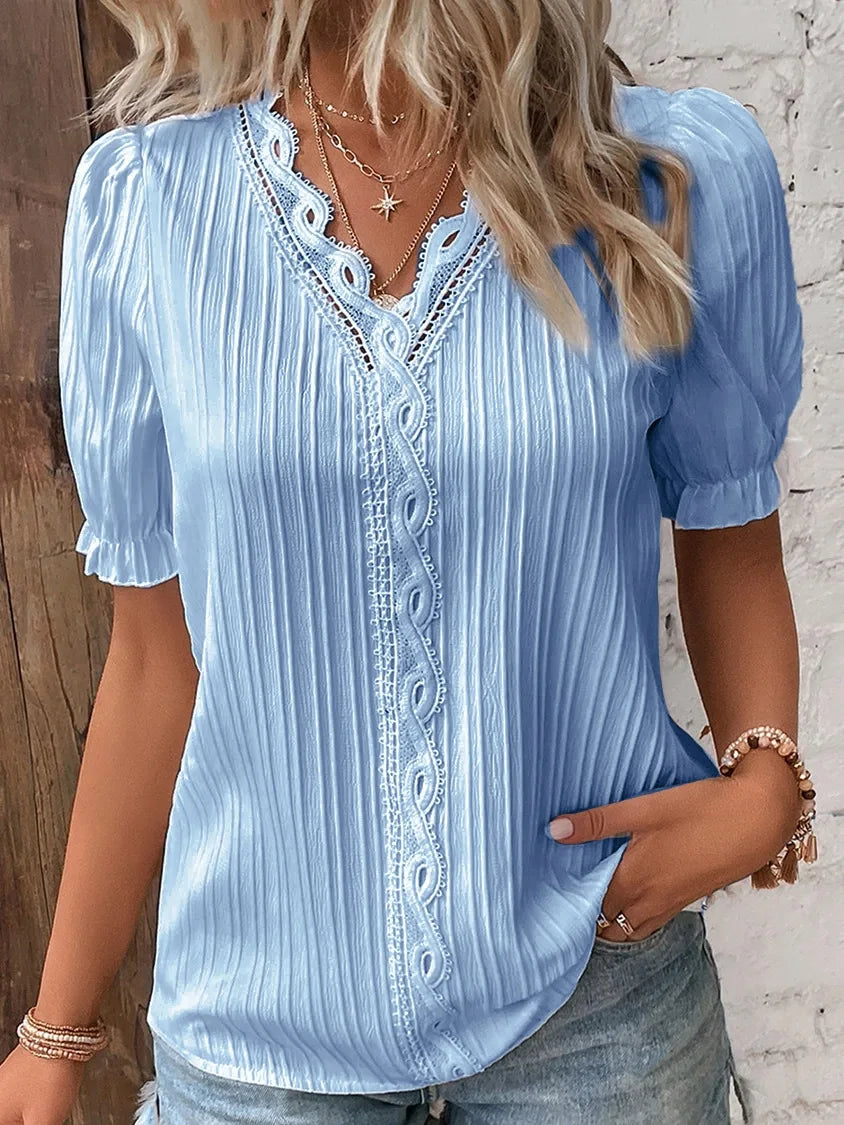 Women's Summer V-Neck Hollow-Out Top