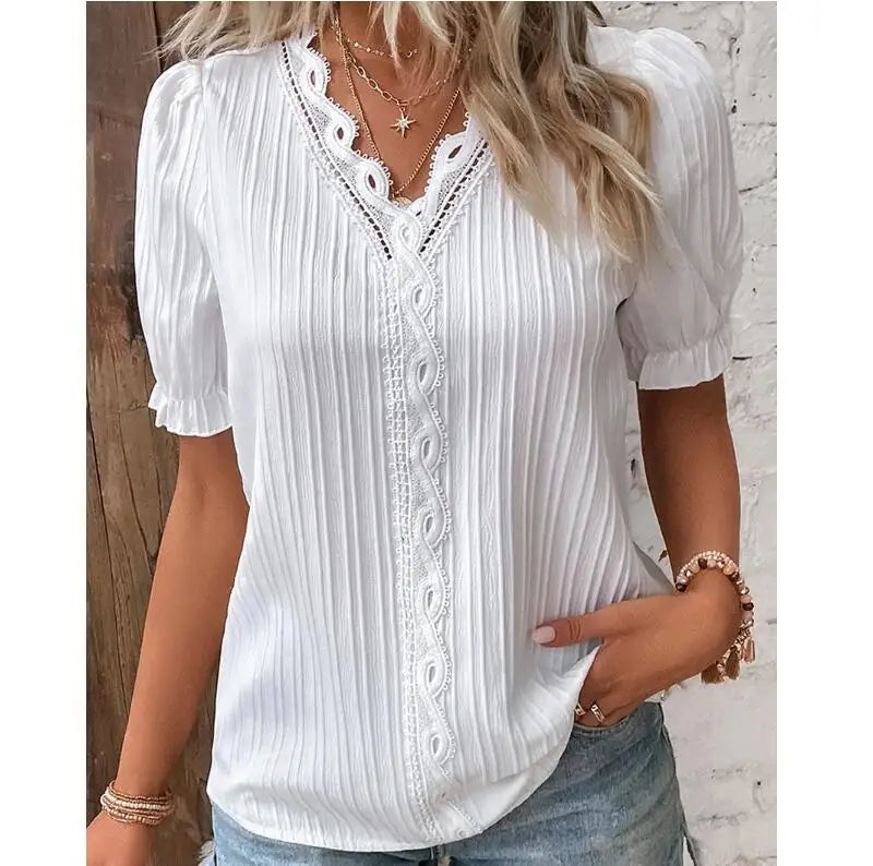 Women's Summer V-Neck Hollow-Out Top