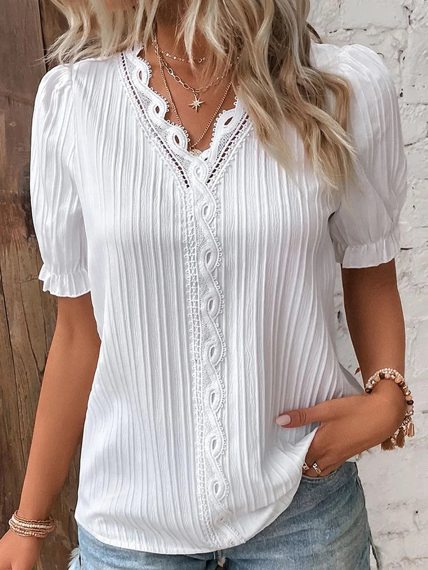 Women's Summer V-Neck Hollow-Out Top