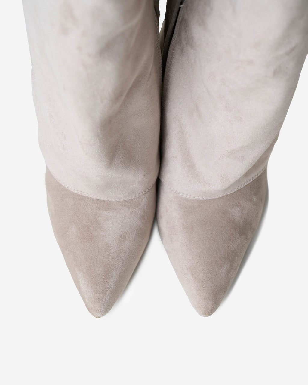 Women's Taupe Suede Knee-High Boots with Buckle & Hidden Heel