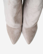 Women's Taupe Suede Knee-High Boots with Buckle & Hidden Heel
