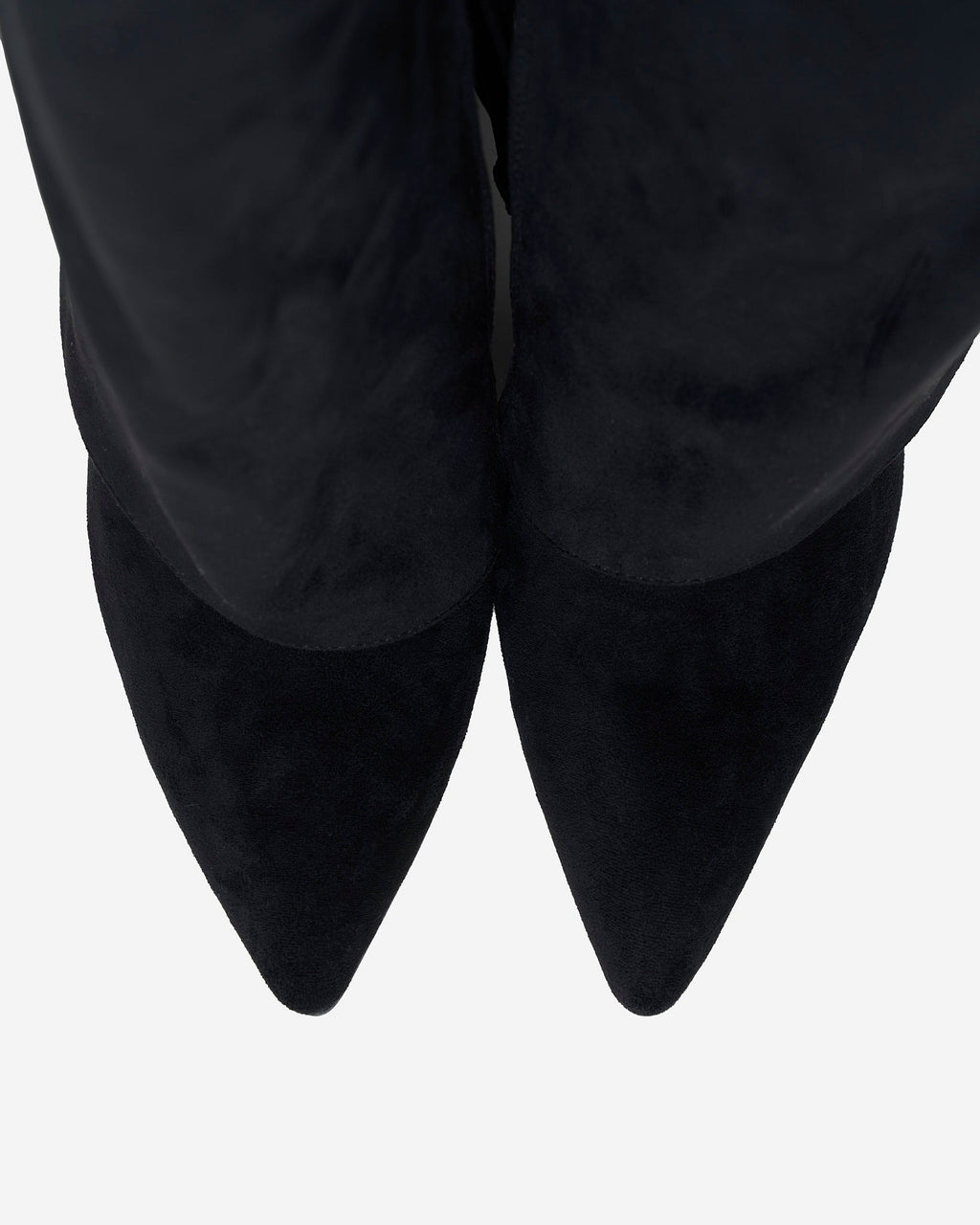 Women's Black Suede Knee-High Boots with Buckle & Hidden Heel